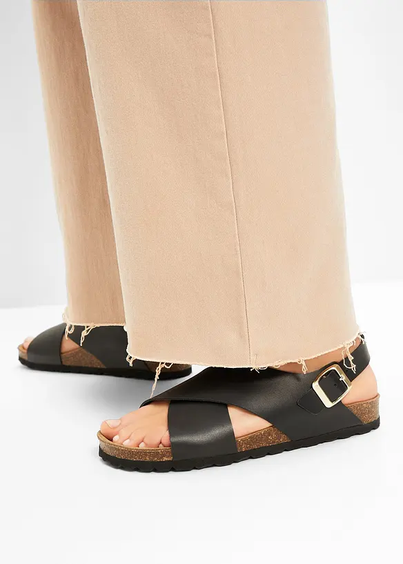 Sandalen aus Leder in schwarz - bonprix