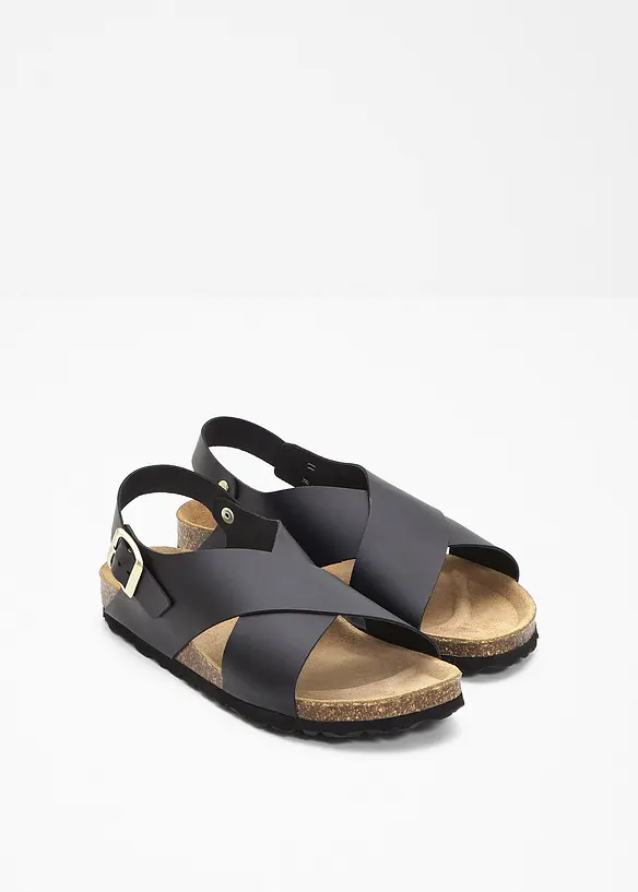 Sandalen aus Leder in schwarz - bonprix