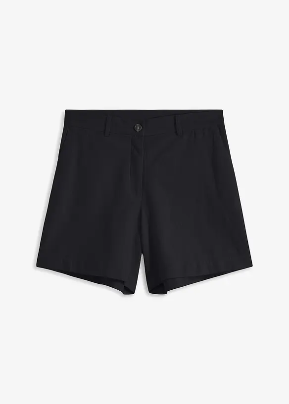 Gerade geschnittene Shorts mit Leinen in schwarz von vorne - bpc bonprix collection