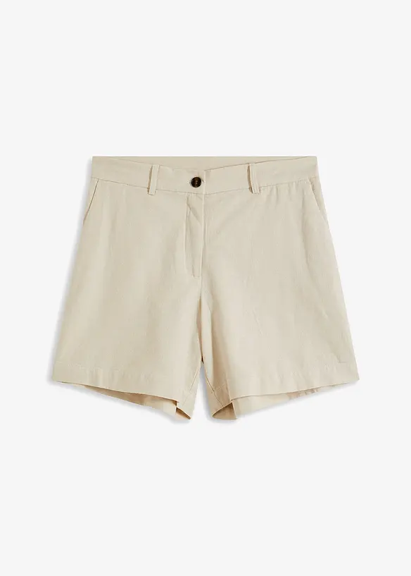 Gerade geschnittene Shorts mit Leinen in beige von vorne - bpc bonprix collection