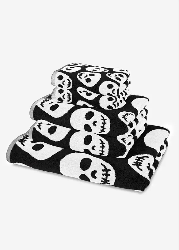 Handtuch mit Totenkopf Muster in schwarz - bonprix