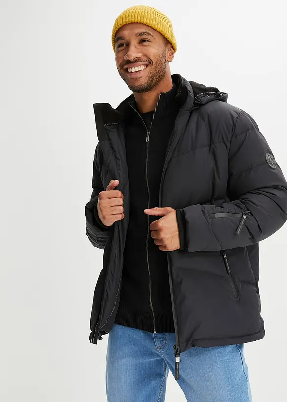 Wasserabweisende Echtdaunenjacke mit Bionic-Finish in schwarz von vorne (im Anschnitt) - bonprix