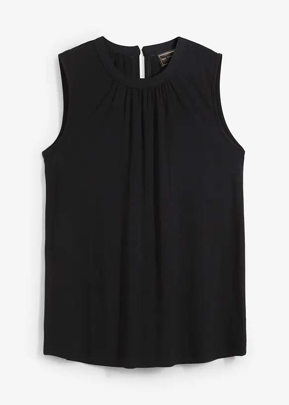 Jersey Blusentop in schwarz von vorne - bonprix