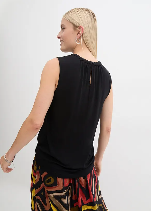 Jersey Blusentop in schwarz von hinten (im Anschnitt) - bonprix
