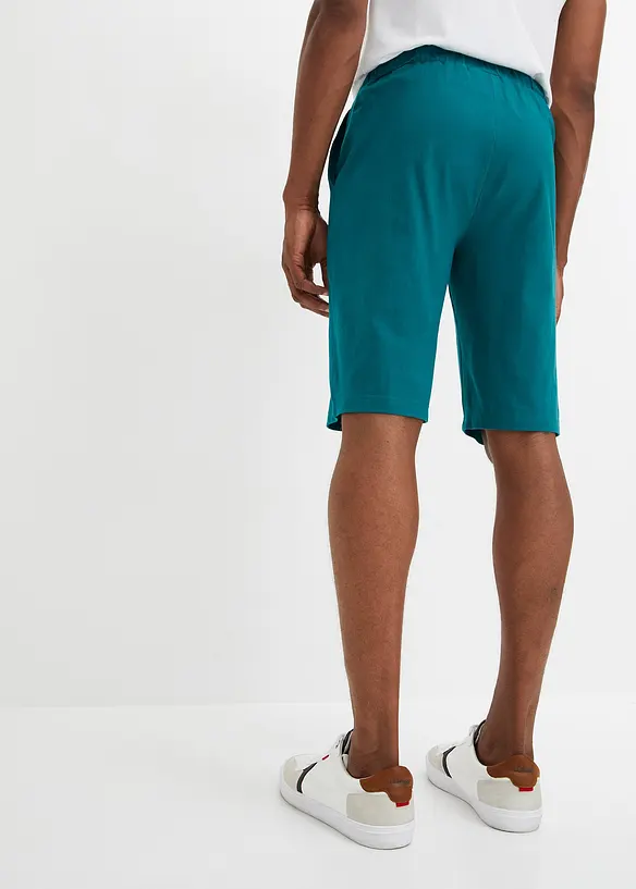 Jersey-Bermuda aus reiner Bio-Baumwolle in petrol von hinten - bonprix