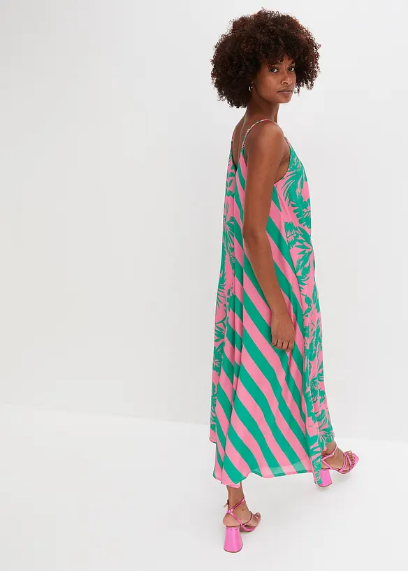 Midikleid mit V-Ausschnitt in pink von hinten (Totalaufnahme) - bonprix Midikleid mit V-Ausschnitt in pink von hinten (Totalaufnahme) - bonprix