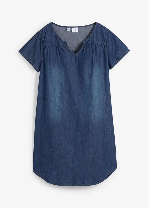 Tunika-Jeanskleid in blau von vorne - bonprix