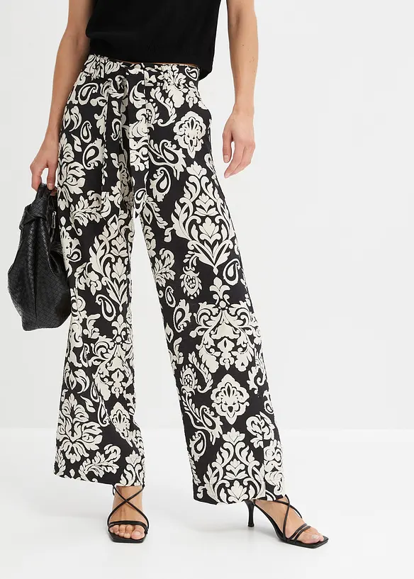 Palazzo-Hose mit Bequembund in schwarz von vorne - bonprix