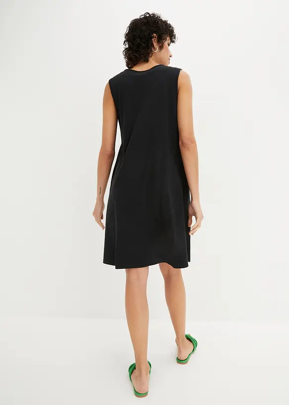 Jerseykleid mit  reiner Bio-Baumwolle in schwarz von hinten (Totalaufnahme) - bonprix