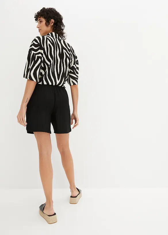 Schlupf-Shorts mit hohem Bund aus Strukturjersey in schwarz von hinten - bonprix Schlupf-Shorts mit hohem Bund aus Strukturjersey in schwarz von hinten - bonprix