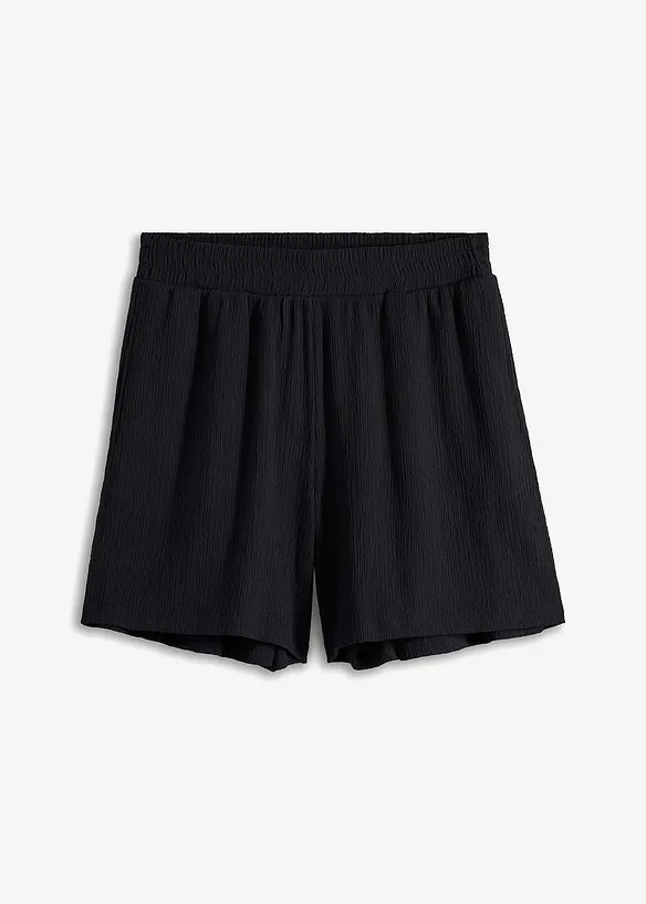 Schlupf-Shorts mit hohem Bund aus Strukturjersey in schwarz von vorne - bonprix Schlupf-Shorts mit hohem Bund aus Strukturjersey in schwarz von vorne - bonprix