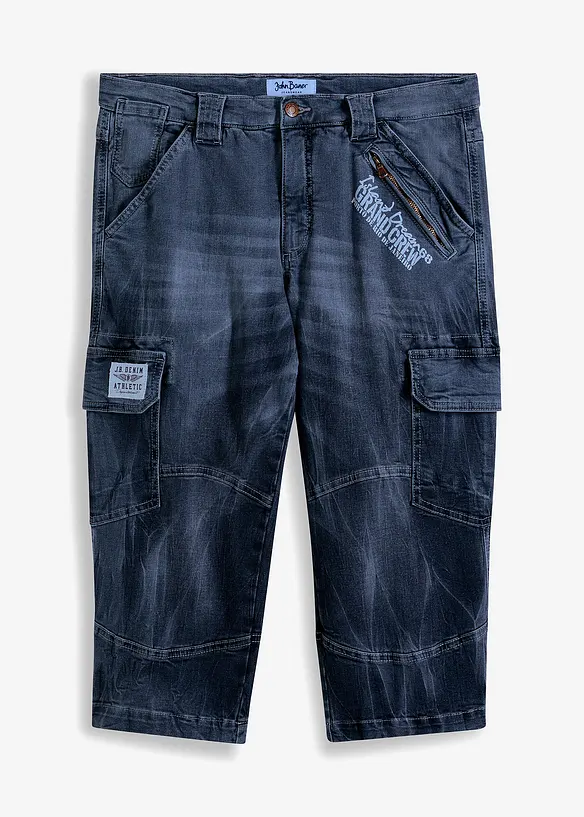 3/4-Jeans mit Cargotaschen, Loose Fit in blau von vorne - John Baner JEANSWEAR