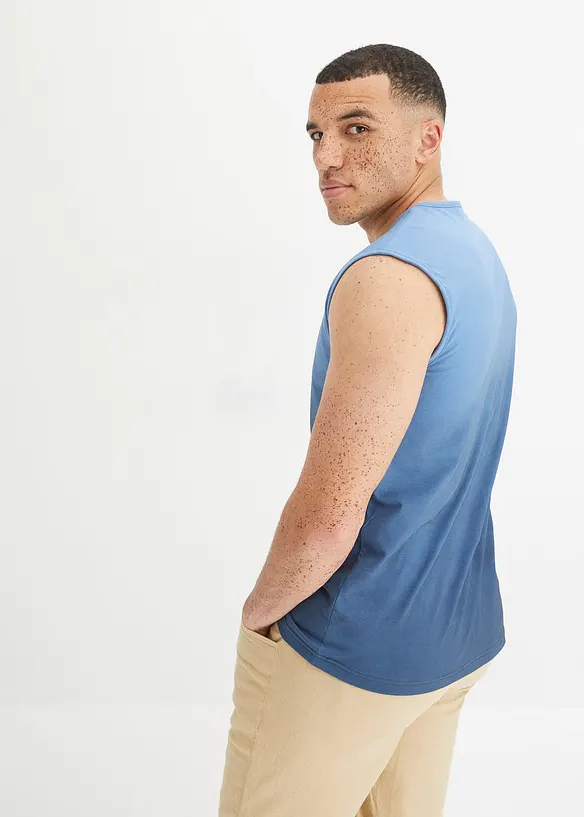 Muskelshirt aus reiner Baumwolle in blau von hinten (im Anschnitt) - bonprix
