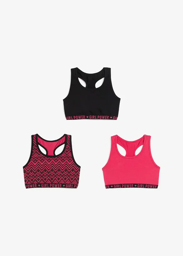 Bustier aus weicher Bio-Baumwolle (3er Pack) in schwarz - bonprix