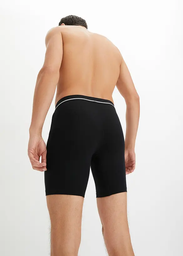 Lange Boxershorts eng mit Baumwolle (3er Pack) in schwarz von hinten - bonprix
