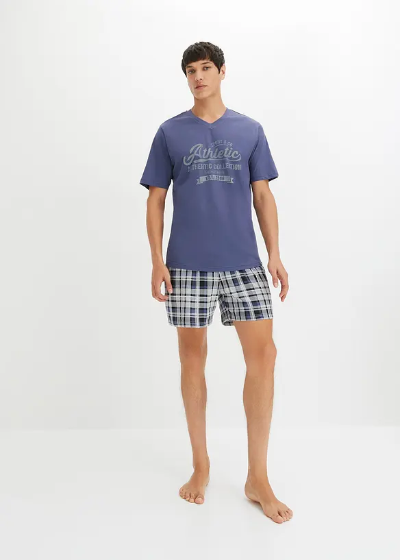 Shorty mit Baumwolle in blau von vorne (Totalaufnahme) - bonprix