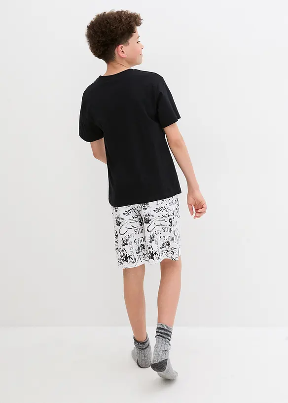 Shorty aus reiner Baumwolle (2-tlg. Set) in weiß von hinten (Totalaufnahme) - bonprix