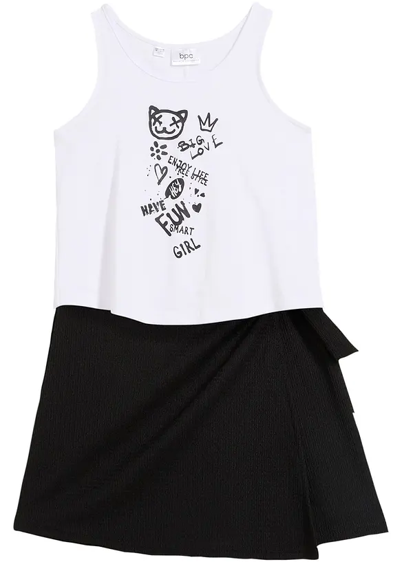Top und Hosenrock (2tlg. Set) in schwarz von vorne - bonprix
