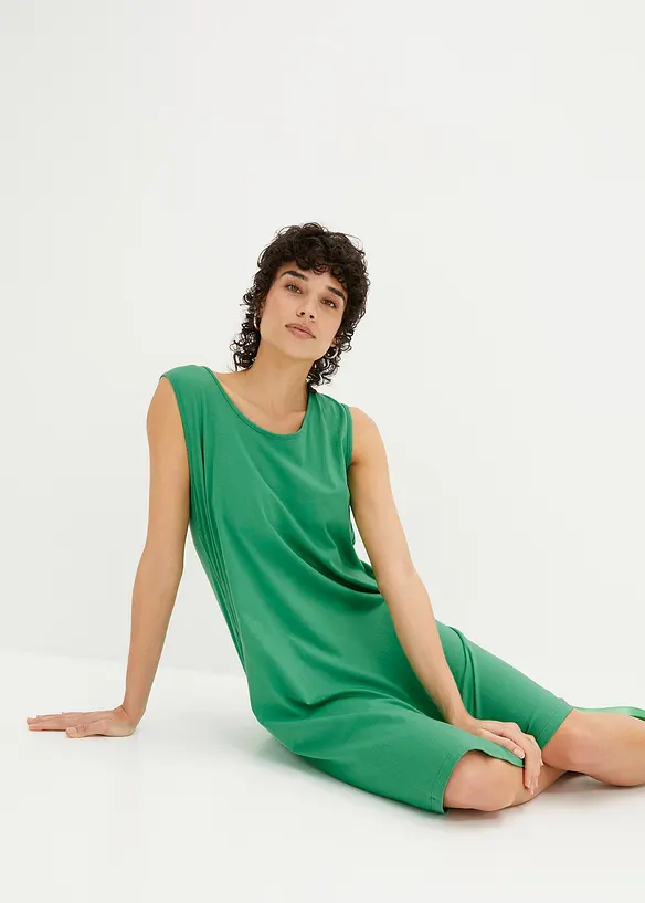 Jerseykleid mit reiner Bio-Baumwolle in grün von vorne (Totalaufnahme) - bonprix Jerseykleid mit reiner Bio-Baumwolle in grün von vorne (Totalaufnahme) - bonprix