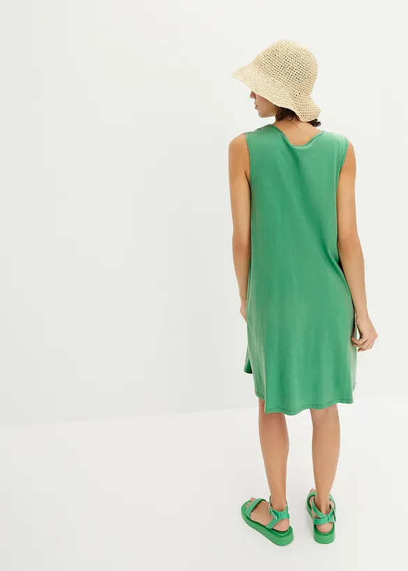 Jerseykleid mit reiner Bio-Baumwolle in grün von hinten (Totalaufnahme) - bonprix Jerseykleid mit reiner Bio-Baumwolle in grün von hinten (Totalaufnahme) - bonprix