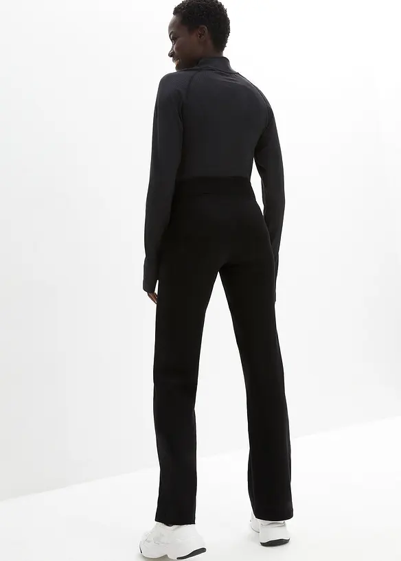 Baumwoll Sporthose mit Stretch, Bootcut in schwarz von hinten - bonprix