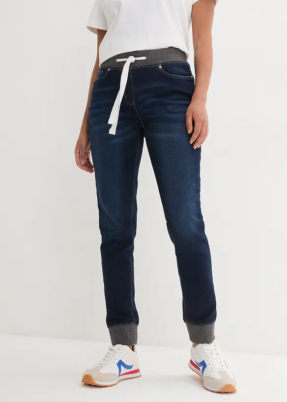 Legere Jeans mit Sweatbündchen - blau - Damen | bonprix