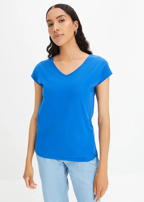 T-Shirt aus reiner Bio-Baumwolle in blau von hinten (im Anschnitt) - bonprix