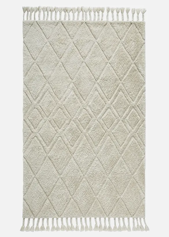 Teppich mit dekorativen Fransen in beige - bonprix