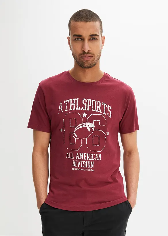 T-Shirt (2er Pack) in Regular Fit in rot von vorne (im Anschnitt) - bonprix