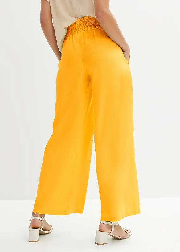 Marlenehose aus luftigem Leinen-Mix in gelb von hinten - bonprix