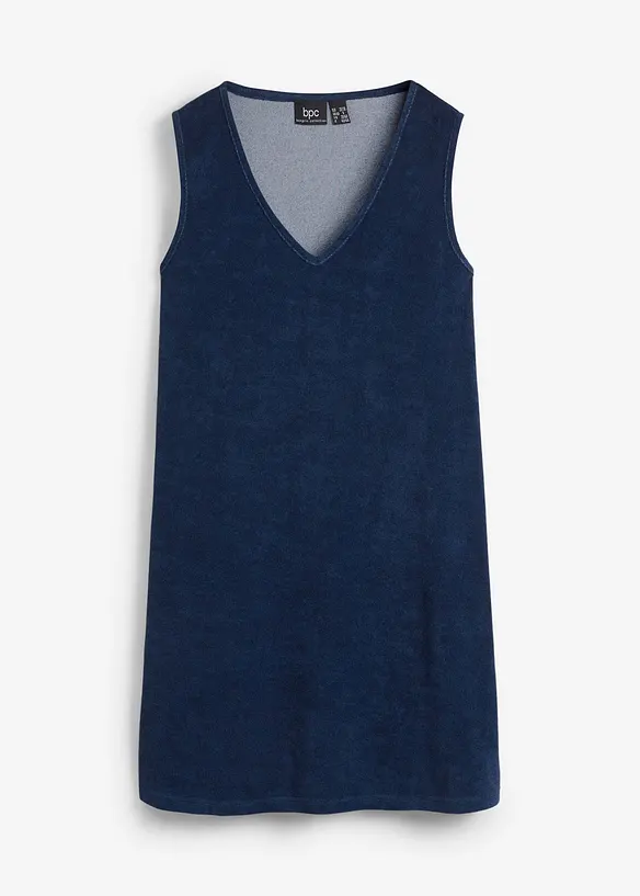 Frottee-Kleid aus Baumwoll-Mix in blau von vorne - bonprix
