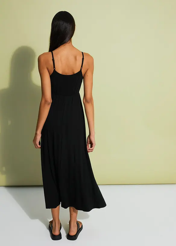 Midikleid mit Stickerei in schwarz von hinten (Totalaufnahme) - bonprix