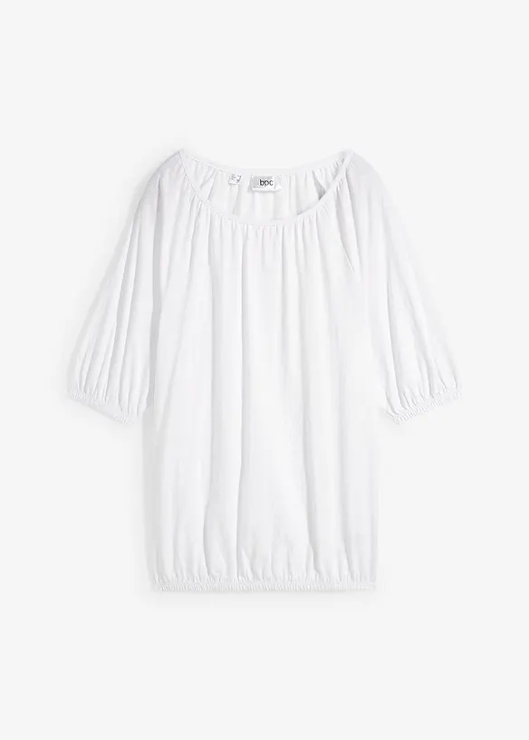 Shirt aus Bio-Baumwolle, kurzarm in weiß von vorne - bonprix