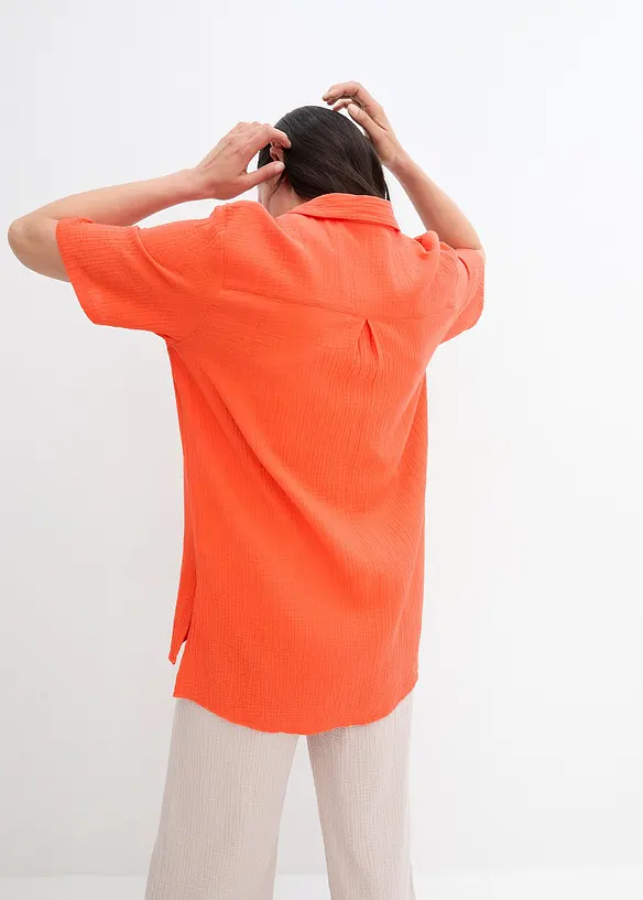 Musselin-Hemdbluse aus reiner Baumwolle in rot von hinten (im Anschnitt) - bonprix