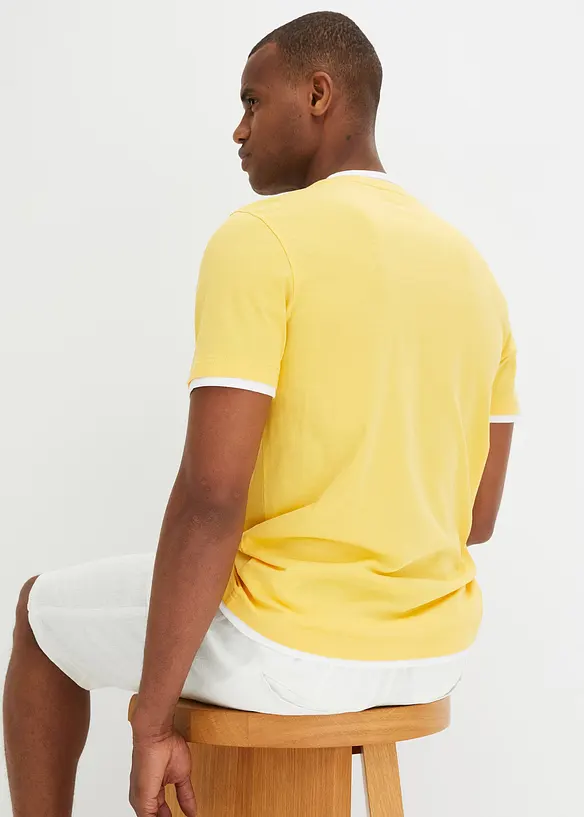 Henleyshirt, Kurzarm (2er Pack) aus reiner Bio-Baumwolle in gelb von hinten (im Anschnitt) - bonprix