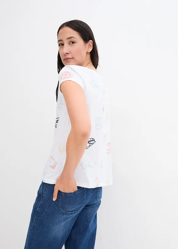 Bedrucktes Shirt aus Bio-Baumwolle in weiß von hinten (im Anschnitt) - bonprix