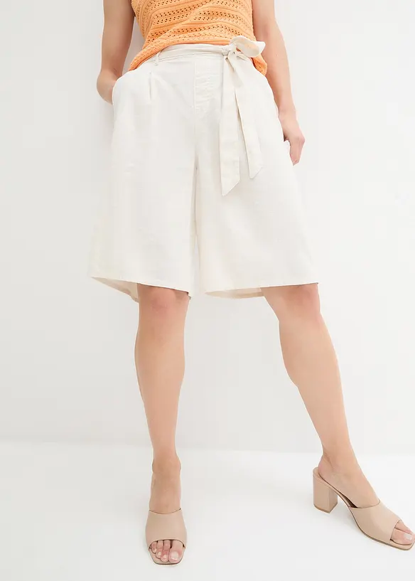 Leinen-Bermuda in beige von vorne - bonprix Leinen-Bermuda in beige von vorne - bonprix