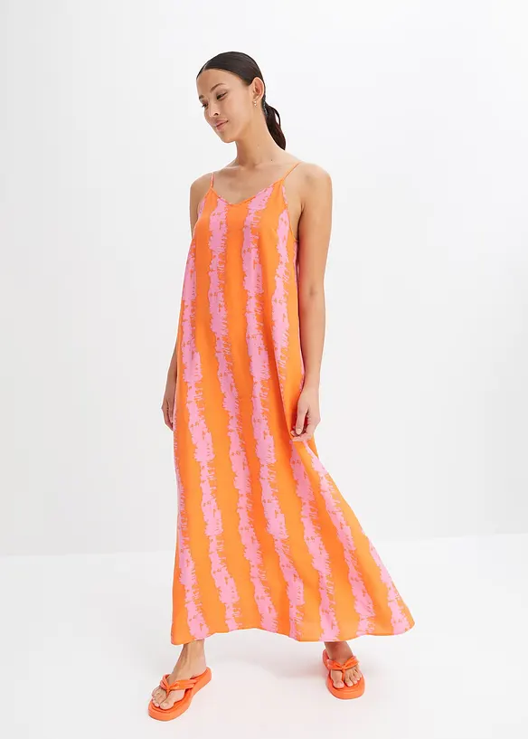 Trägerkleid aus fließender Viskose in orange von vorne (Totalaufnahme) - bonprix