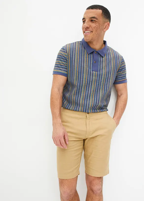 Poloshirt aus reiner Bio-Baumwolle in blau von vorne (im Anschnitt) - bonprix