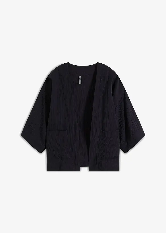 Kimono aus luftigem Musselin in schwarz von vorne - bonprix