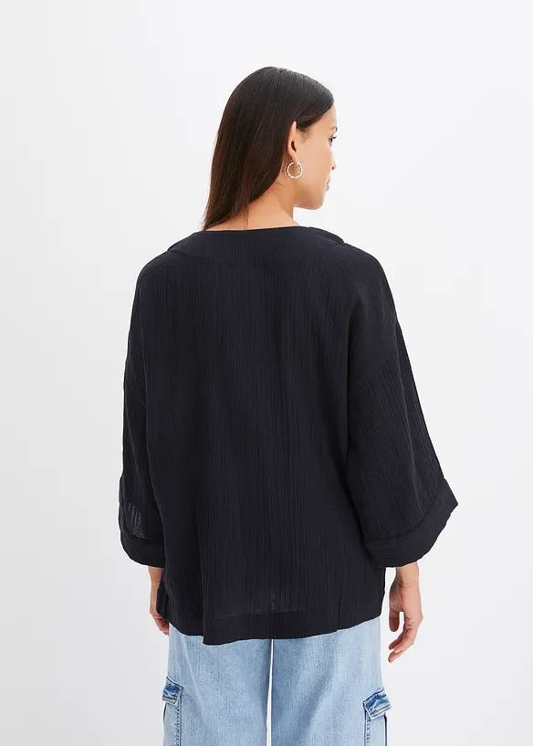 Kimono aus luftigem Musselin in schwarz von hinten (im Anschnitt) - bonprix