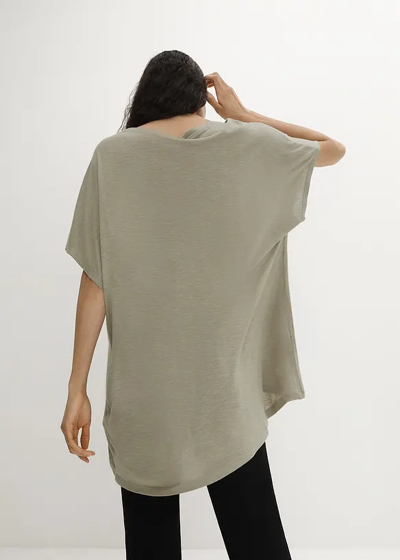 T-Shirt aus fließender Viskose in grün von hinten (im Anschnitt) - bonprix