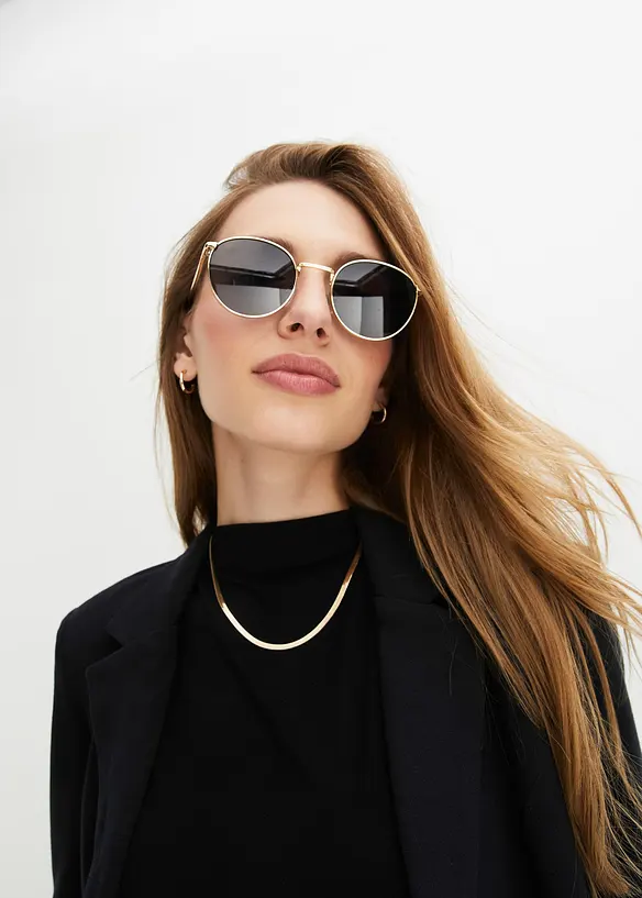 Sonnenbrille mit Metallrahmen in gold von vorne (im Anschnitt) - bonprix