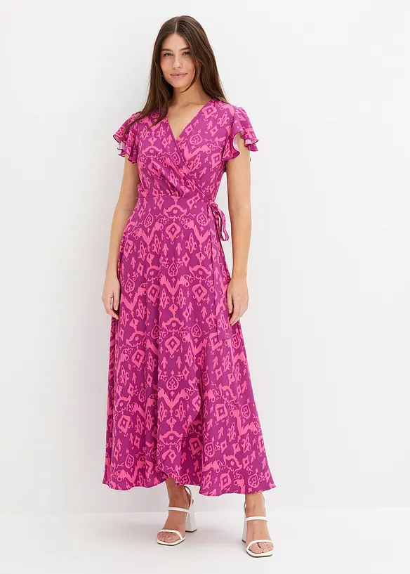 Wickelkleid in lila von vorne (Totalaufnahme) - bonprix