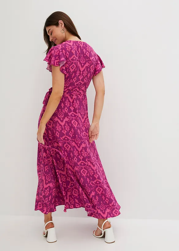Wickelkleid in lila von hinten (Totalaufnahme) - bonprix