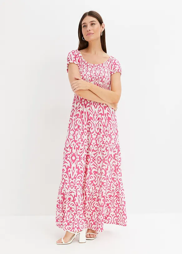 Maxikleid aus Viskose-Mix in pink von vorne (Totalaufnahme) - bonprix Maxikleid aus Viskose-Mix in pink von vorne (Totalaufnahme) - bonprix