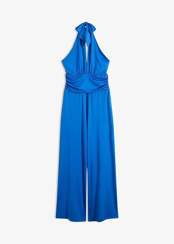 Neckholder-Jumpsuit in blau von vorne - bonprix