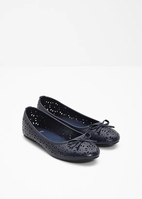 Ballerinas in bequemer Weite in blau - bonprix