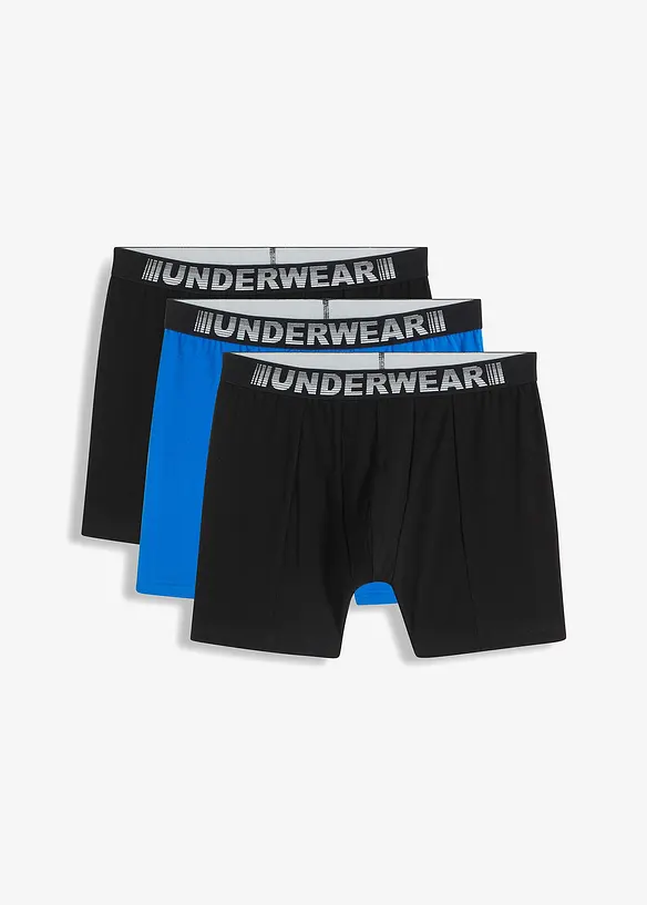 Boxershorts mittellang, eng mit Baumwolle (3er Pack) in blau von vorne - bonprix