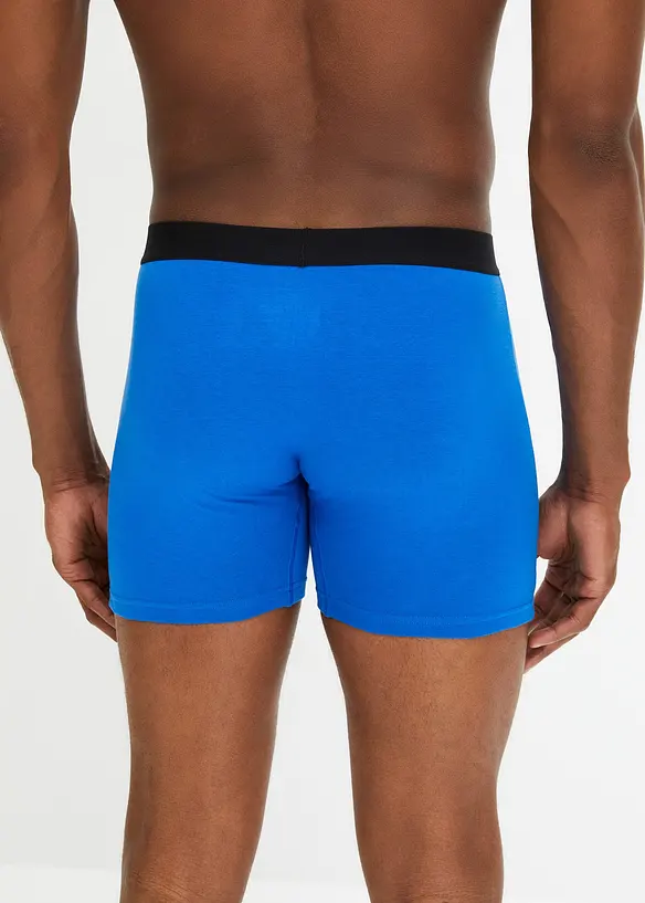 Boxershorts mittellang, eng mit Baumwolle (3er Pack) in blau von hinten - bonprix